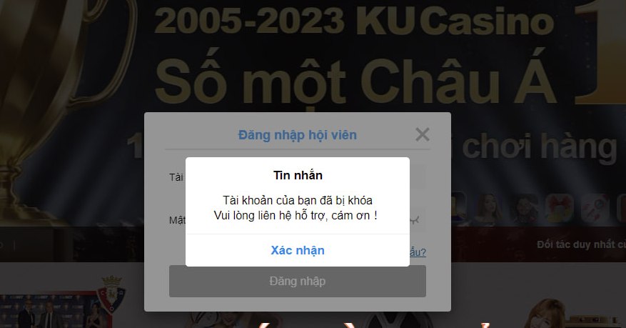Tài khoản thabet bị khoá